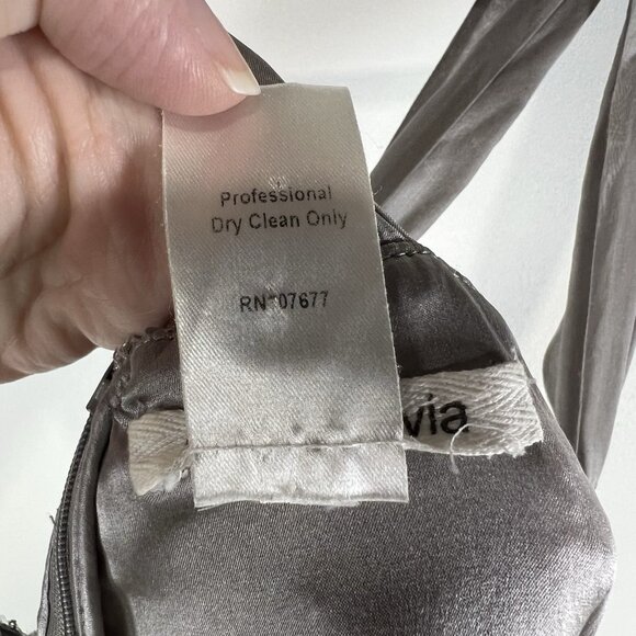 Alice‎ + Olivia Silk Dress Babydoll Sequin Bust  Gray Silver Fairy Glam Sz M - Picture 6 of 9